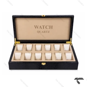 جعبه 12 تایی چرمی ساعت مچی مشکی Watches-Box-12-10776-U