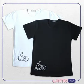 تیشرت طرح Catty (رنگ مشکی و سفید)