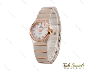 ساعت امگا کانسلیشن زنانه رزگلد سیلور نگین‌دار Omega-4076-L