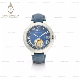 ساعت مچی کارتیه بلن بولو صفحه قلب باز بند چرمی سرمه ای Cartier Ballon Bleu