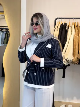 کت دیپلمات خلبانی سورمه ای 2 دکمه نقره ای 120601