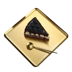 سینی استیل طلایی مربع شکل