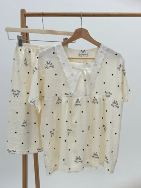 ست لباس راحتی بلوز و شلوارک کد 110