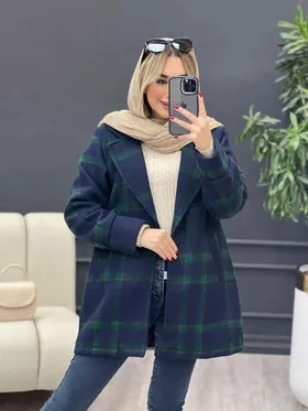 پالتو چهارخونه یقه انگلیسی