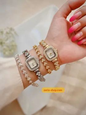 ست ساعت زنانه نگینی رویال کرون و دستبند