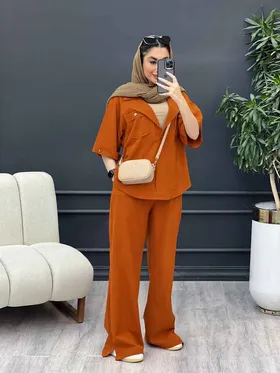 ست مانتو و شلوار جلو بسته دلوان