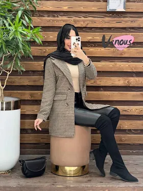 پالتو چهارخونه یقه انگلیسی