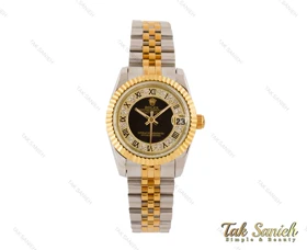 ساعت رولکس زنانه دورنگ طلایی ایندکس یونانی متوسط Rolex-3624-L