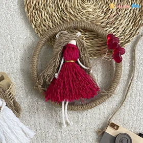 دیوار کوب مکرومه مدل دختر قلبی مناسب ولنتاین