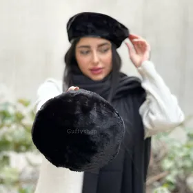 کلاه فرانسوی لبه چرم مشکی