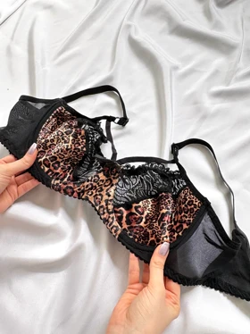 سوتین مخمل پلنگی هارنس دار