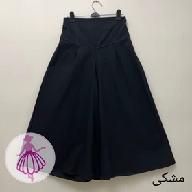 دامن شلواری کمرگنی لینن (مشکی)