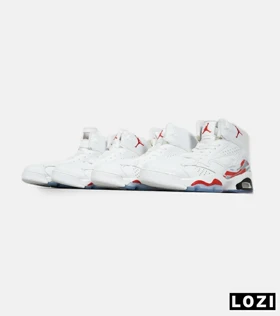 کفش کتانی ساق‌دار مردانه سفید قرمز Nike air jordan 6
