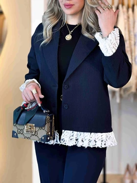 کت دیپلمات دانتل سورمه ای 120602