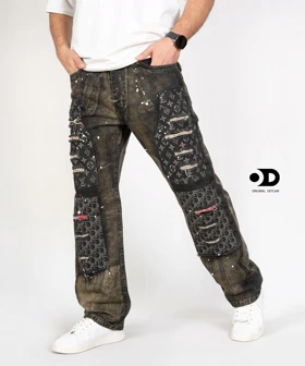 شلوار نیم بگ کاستوم شده تینت نفتی گازوییلی خاص کد 76