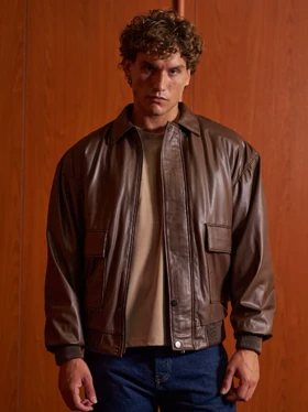 جکت چرمی / رنگ قهوه ای تیره / برند NEGRO ترکیه