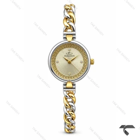 ساعت زنانه الگانس رفرنس EL006 دورنگ طلایی بند کارتیه ای صفحه نباتی Elegance-11481-L