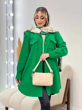 مانتو کتان دو جیب پاکتی