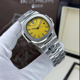 ساعت مچی مردانه پتک فیلیپ ساخت ژاپن با گارانتی و جعبه ( زرد کهربا )