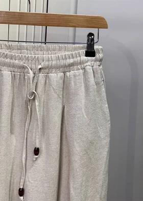 شلوار لینن بگ کرم