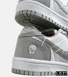 کفش کتانی مردانه و زنانه طوسی سفید نایک NIKE jordan Vodoo