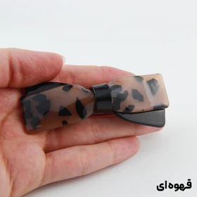 گیره مو دخترانه مدل پاپیون خال‌خالی (قهوه‌ای)