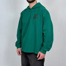 هودی مردانه سبز پنبه دو نخ طرح مینیمال