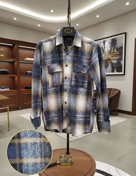 پیراهن پشمی چهارخونه از پارچه پشمی برس خورده با ترکیب رنگی خاص و جذاب _ کد890