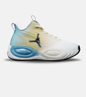 کتانی نیم ساق مردانه سفید لیمویی آبی Nike air jordan 23