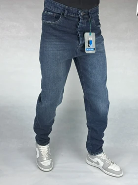 شلوار مام فیت مردانه آبی ساده 7