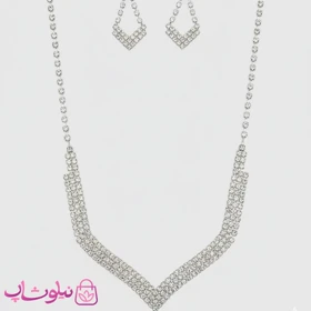 نیم ست زنانه طرح لوزی آبکاری نقره کد 2981