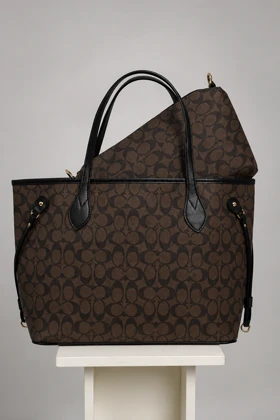 کیف دوقلو مدل نورفول کوچ Coach های کپی قهوه‌ای شیک وکاربردی کد 194