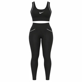 ست نیم‌تنه و لگ ورزشی زنانه مغزی‌دار MB FITNESS کد 66888