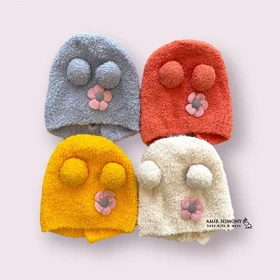 کلاه نوزادی دخترانه موهر گل