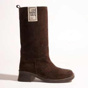 بوت چرم زنانه قهوه ای مدل sylvie