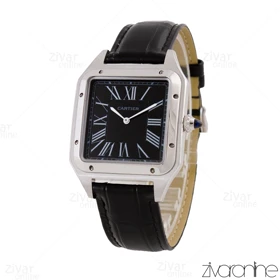 ساعت کارتیه مردانه سانتوس دومونت قاب سیلور صفحه مشکی 105551