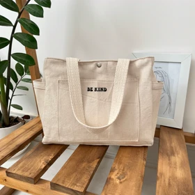 توت بگ کرمی طرح Be kind ساک پارچه ای سایز اسمال