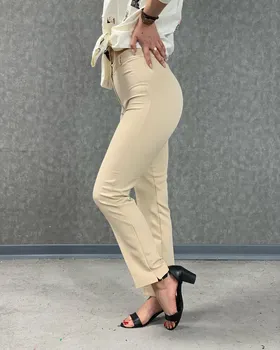 شلوار پارچه ای راسته جذب کرپ دمپا بغل چاک