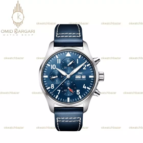 ساعت مچی آی دبلیو سی خلبانی کورنوگراف بند چرمی صفحه سرمه ای IWC Pilot