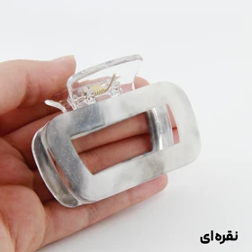 کلیپس دخترانه طرح مربع خطی ابر و بادی (نقره‌ای)