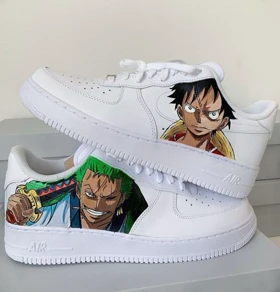 کفش اسپرت کاستوم کتانی با طرح one piece نایک nike ایرفورس air force کد 57078