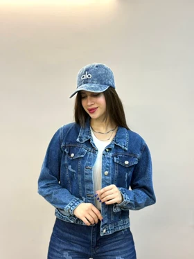 کت جین اندامی زاپ‌دار کوتاه