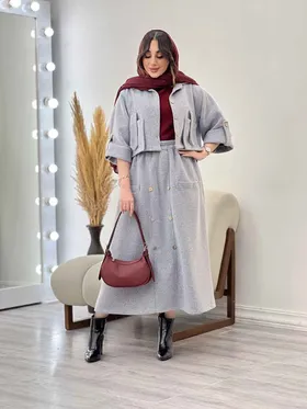 ست کت فوتر و دامن جیب‌دار