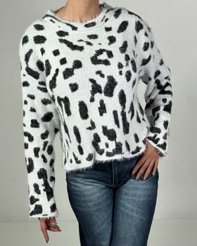 کراپ موهر پلنگی کد 150079 (سفید)