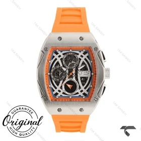 ساعت کرست مردانه 6320-4 صفحه مشکی بند نارنجی Crest-10995-G
