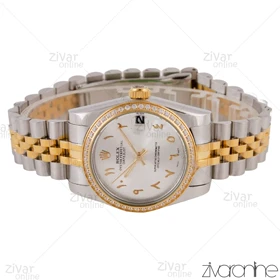 ساعت رولکس دیت جاست زنانه صفحه سیلور ایندکس اعداد عربی مدیوم 105696