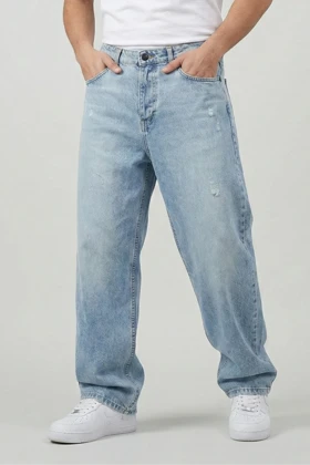 شلوار بگ مردانه جین یخی سنگ شور با کیفیت بالا MB354