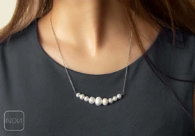 گردنبند استیل مروارید خطی