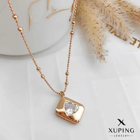 گردنبند ژوپینگ طرح پاکت نامه و قلب نگین‌دار