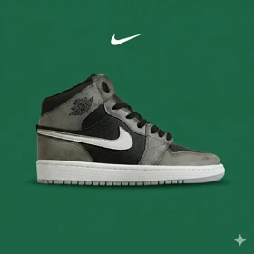 کفش کتانی ساق‌دار مردانه و زنانه طوسی مشکی NIKE jordan 1 مدل 8132